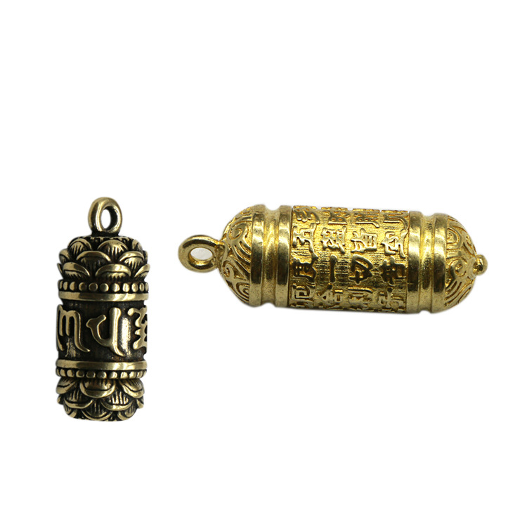 Puro latón mantra colgante llavero hombres y mujeres pareja nudo creativo Lotus corazón Sutra mantra colgante