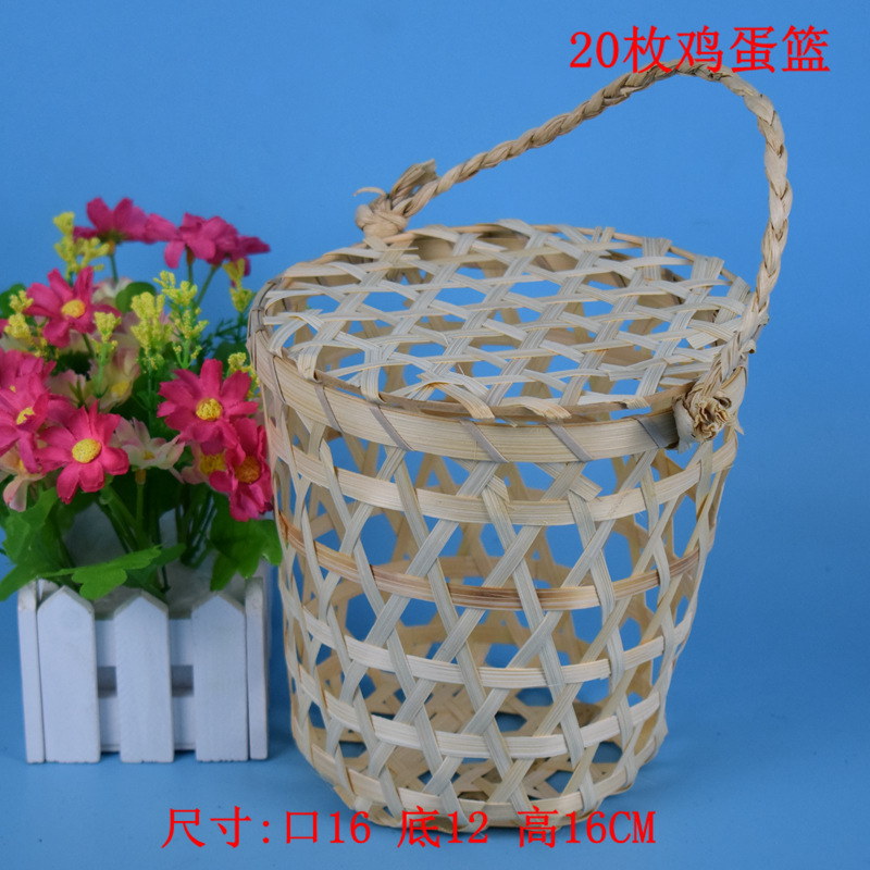卸売り竹編み包装竹かご穴あり卵かご六角目竹かご編み手提げかご土産かご|undefined