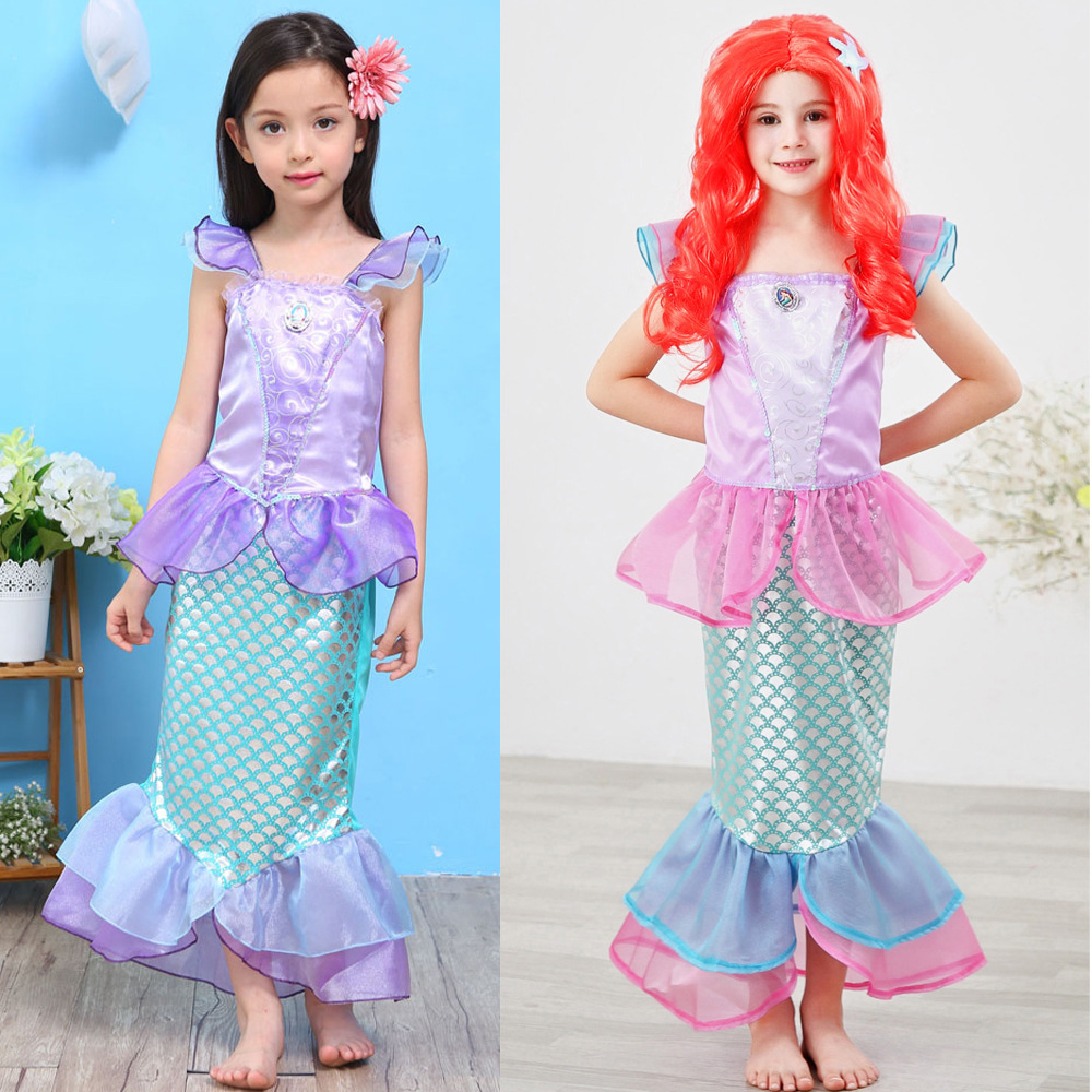 Vestido de sirena vestido de comercio exterior para niños 2018 ropa para niños vestido de princesa para Niñas Ropa de falda de Halloween para niños