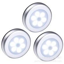 创意圆形6LED人体感应灯亚马逊衣柜楼道厕所光控灯智能家居小夜灯