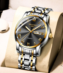 Belos 2023 foreign trade watch men's steel band fashion men's watch waterproof quartz watch wholesale