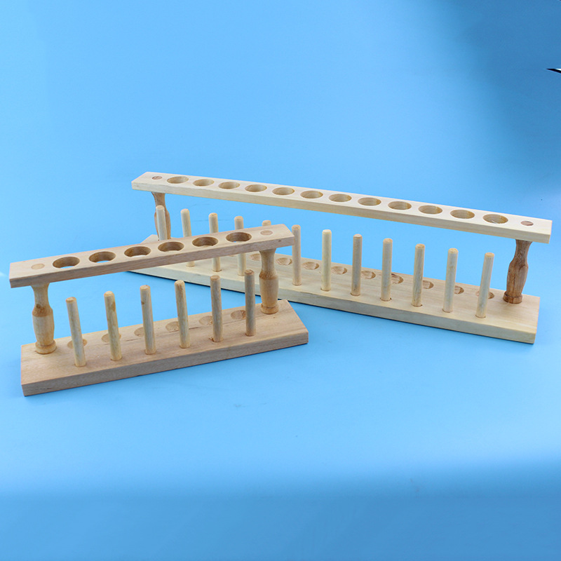 厂家批发12孔试管架12孔化学实验仪器 6孔教学仪器 木质试管架