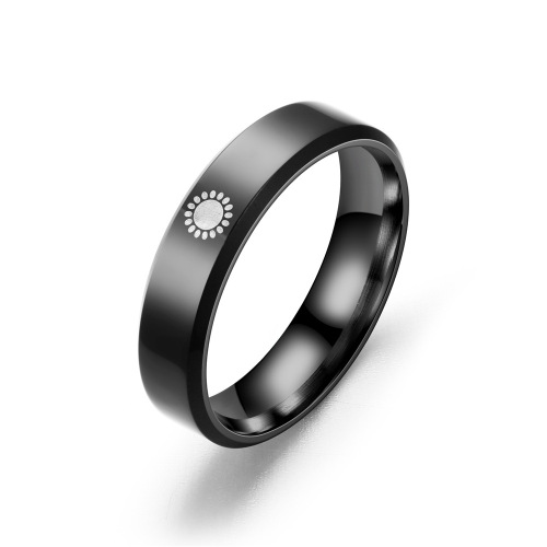 European and American Amazon's new 6mm moon and sun ring sun, moon and stars couple ring titanium steel men's and women's love finger