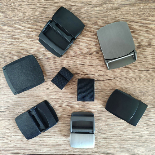 3.8CM Nylon Outdoor Belt with Alloy Buckle, Colorful Plastic buckle Elastic Band Ring PE Packaging Bag