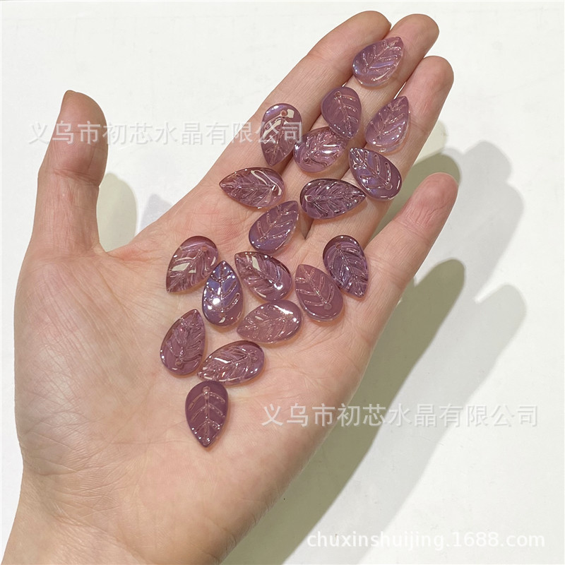 仿t然石果冻色系葡萄紫品质捷克琉璃花瓣diy饰品配件古风材料包
