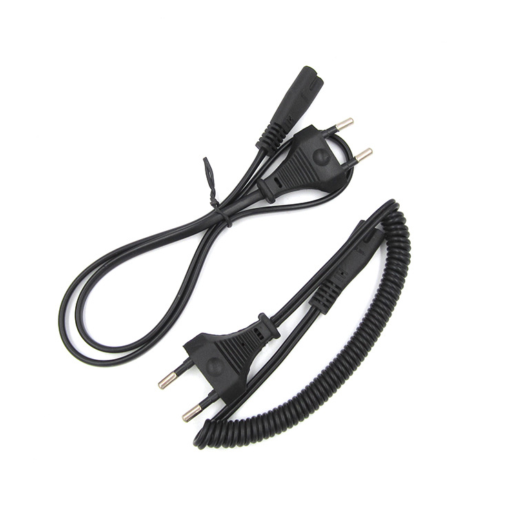 Estándar europeo máquina de afeitar cable de carga dispositivo de bola de lana cable de alimentación estándar europeo 8 ocho-cola enchufe de alimentación cable de la primavera