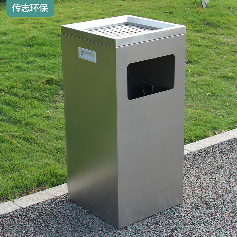 写字楼方形不锈钢垃圾桶室内电梯口果皮箱新款商场金属烟灰桶厂家