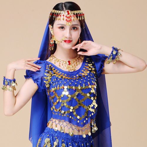 National dance chiffon pure headscarf Indian dance accessories red bead head chain necklace plum blossom earrings bracelet bracelet