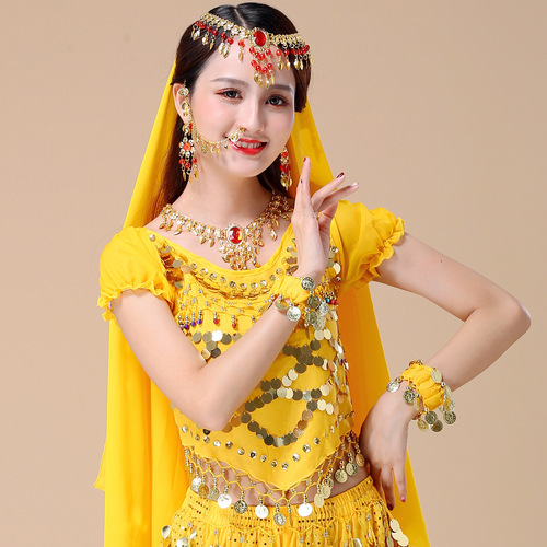 National dance chiffon pure headscarf Indian dance accessories red bead head chain necklace plum blossom earrings bracelet bracelet