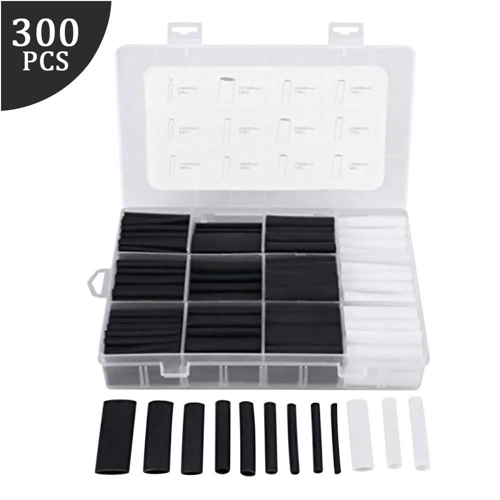 跨境货源300PCS双壁热缩管盒装3:1黑白带胶绝缘套管组合阻燃管套