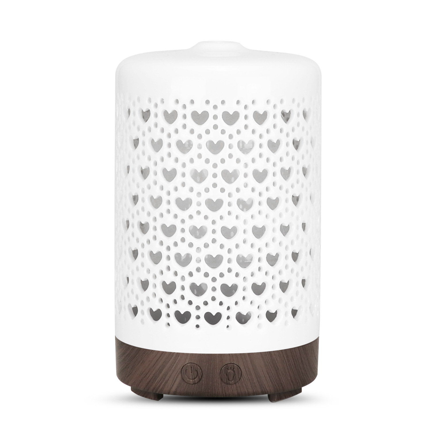 새로운 스타일 세라믹 작은 하트 타입 아로마 디퓨저 공기 정화 가습기 다채로운 야간 조명 향수 디퓨저 분무기