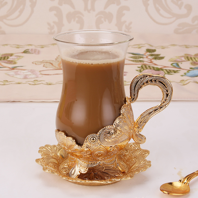 New European zinc alloy exquisite craft metal coffee cup coffee set suit tea cup milk tea cup water cup with saucer New European zinc alloy exquisite craft metal coffee cup coffee set suit tea cup milk tea cup water cup with saucer