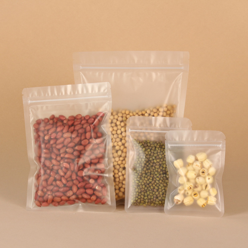 现货磨砂自封平底袋塑料透明袋干果茶叶透明食品袋密封拉链方底袋