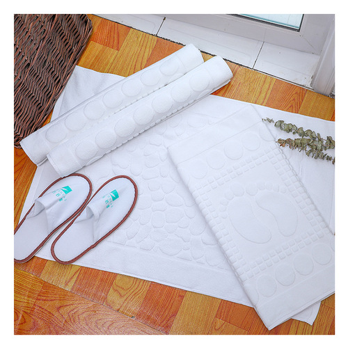 Floor towel Bathroom pure cotton guest room bathroom non-slip mat jacquard white water-absorbent thickened hotel supplies floor towel