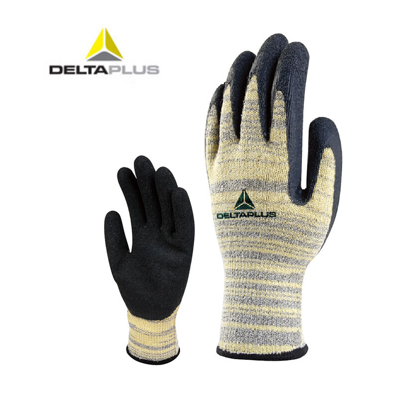 代尔塔 202015 指尖乳胶涂层防切割手套 防滑防水耐高温防护手套