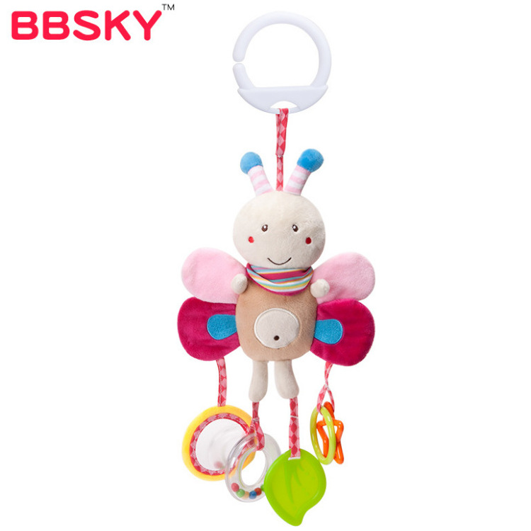 Bebé animal de dibujos animados música mordedor colgante BB llamada jingle torno colgante Hahaha espejo bebé juguete de peluche