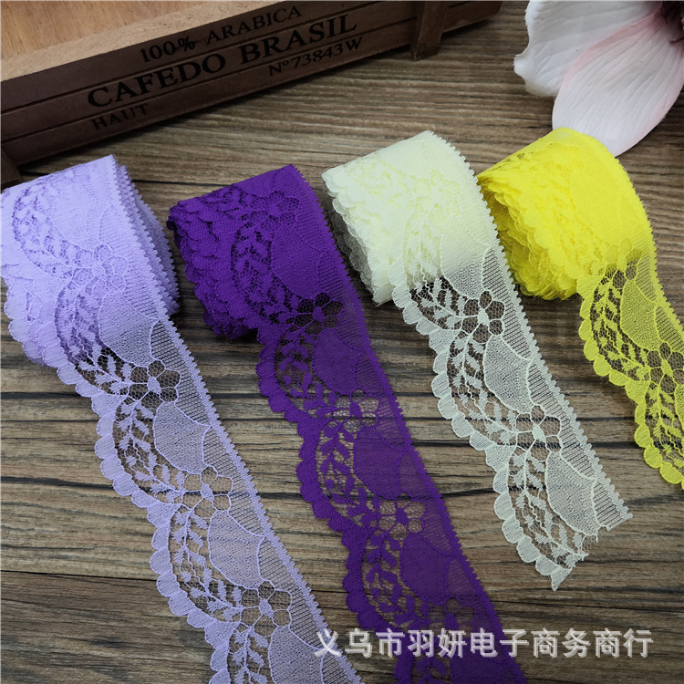 波浪叶子蕾丝花边女装袜子饰品DIY制花等4CM蕾丝缎带花边颜色现货
