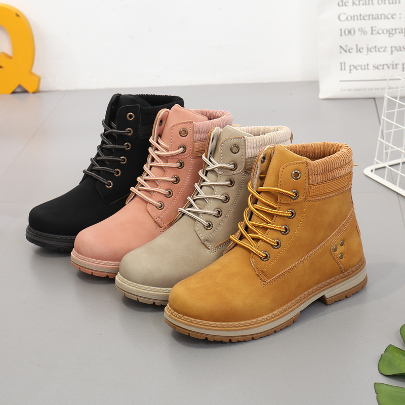 Cross-Border 2026 New Style Martin Boots for Women, Flat Sole, Large Size 36-42, European and American Short Boots, Non-Slip Women's Boots, Pu Leather Single Boots A03