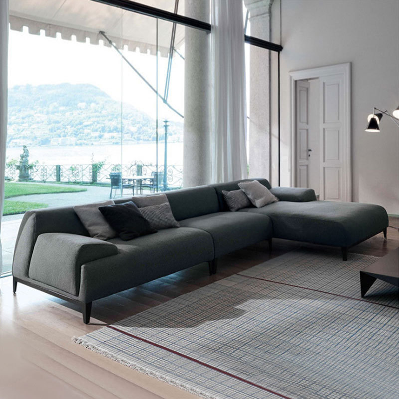 Nórdico moderno minimalista sala de estar medio y pequeño apartamento esquina sofá silla combinación modelo habitación apartamento muebles