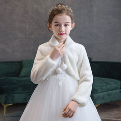 2021 Autumn and Winter Children's Fur Shawls Girls' Coats Flower Girl Dresses Matching Jackets Children's Performance Clothes Waistcoats with Sleeves