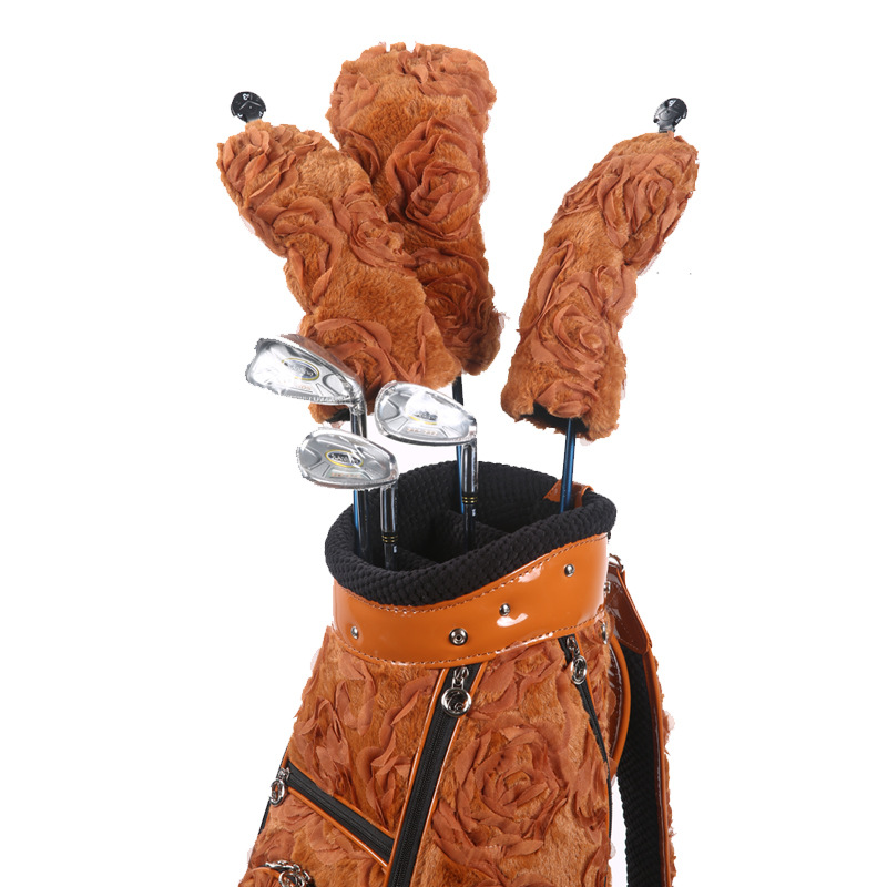Venta caliente transfronteriza de golf headcover Juego de tapa de golf poste de madera cubierta protectora de tres piezas conjunto de fábrica de fuente
