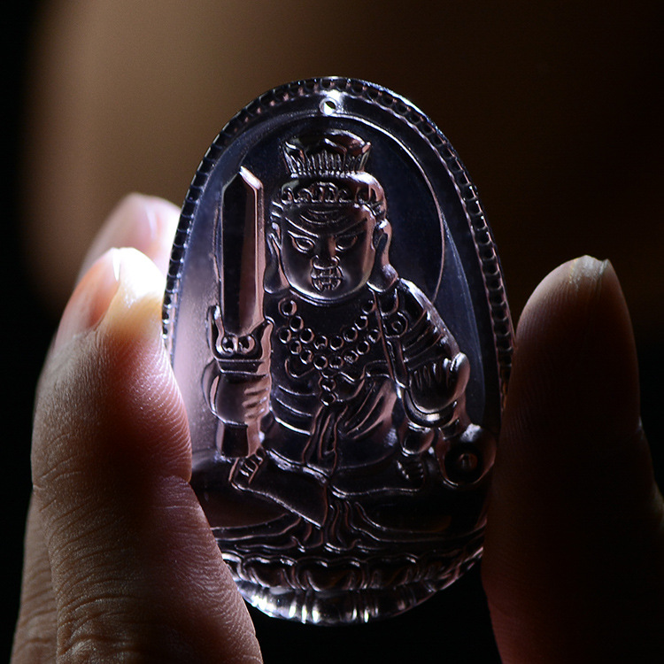 热卖天然冰种黑曜石守护神 厂家批发十二生肖八大本命佛吊坠项链