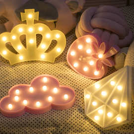 LED动物造型灯独角兽头灯小夜灯火烈鸟小白兔皇冠网红房间装饰灯