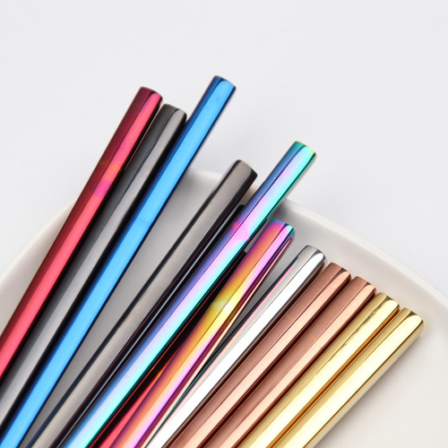 304 stainless steel square chopsticks food-grade color Korean meal-sharing chopsticks set laser logo manufacturer wholesale