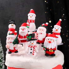 软陶圣诞老人蛋糕装饰摆件圣诞树小麋鹿雪人节庆生日甜品台装扮