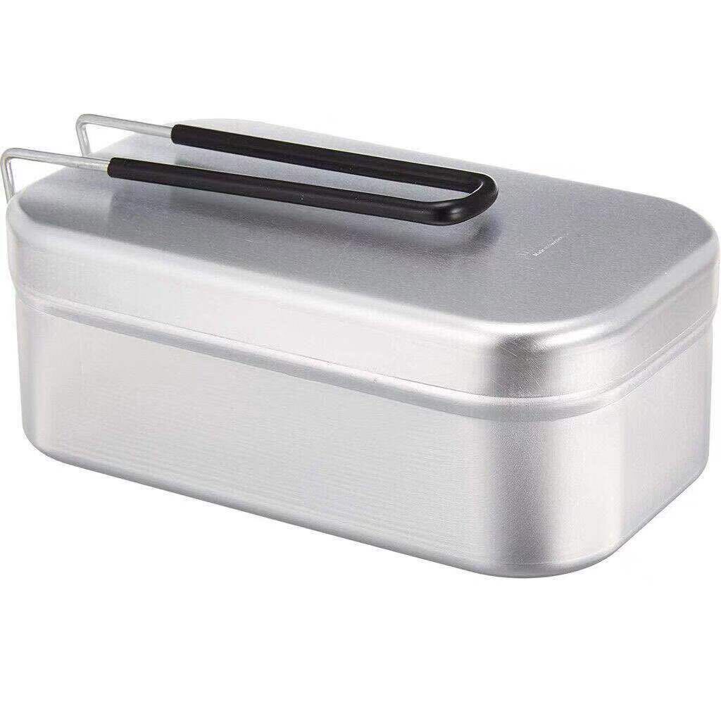 Camping al aire libre vajilla aluminio almuerzo caja portátil plegable japonés cuadrado almuerzo caja de almuerzo logotipo personalizado