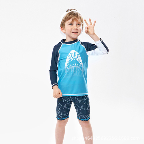 2020 children's swimsuit split baby long-sleeved sun protection medium and large children's wetsuit quick-drying warm hot spring boys' swimsuit