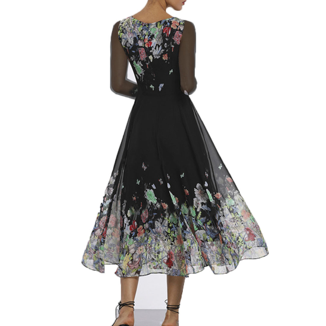 Vestido largo de manga larga con encaje y falda amplia con vuelo, estilo europeo y americano, con estampado sexy y calado, novedad de verano transfronteriza de 2025 para mujer. image 3