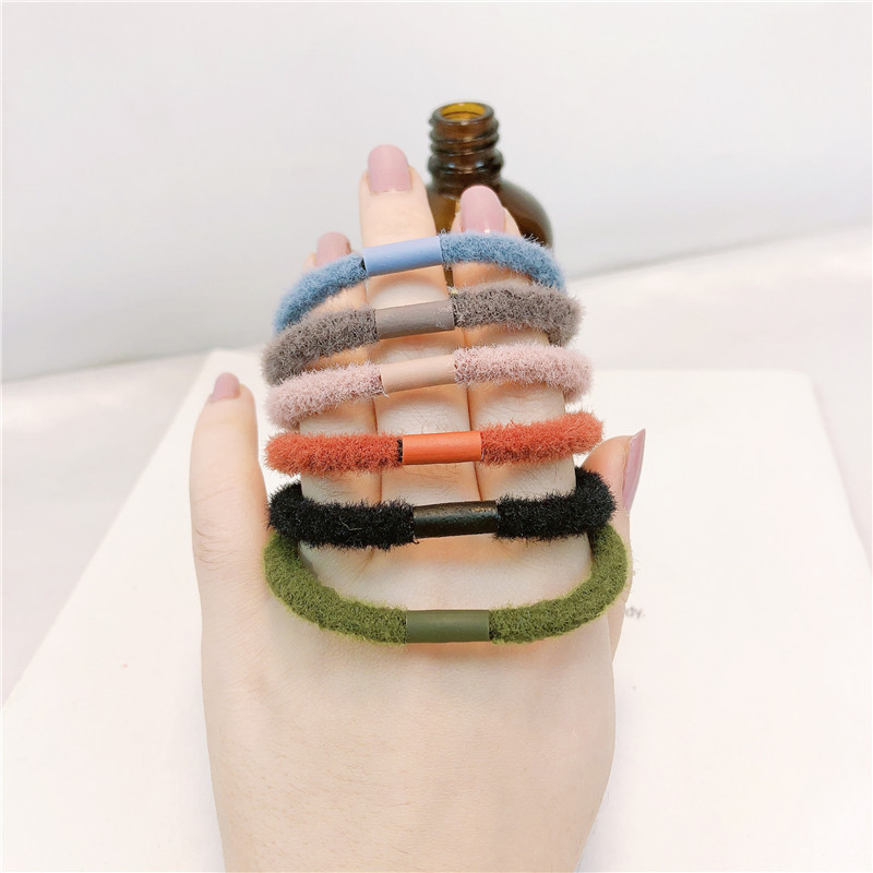 Otoño e invierno cuerda de pelo de visón de imitación temperamento básico banda de pelo de felpa cuerda de pelo de alta base elástica banda de goma accesorios para el cabello japonés y coreano para mujeres
