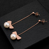 Trend fashionable long earrings stainless steel with tassels, Korean style, internet celebrity