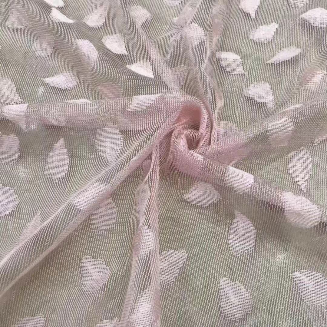 Encaje de poliéster no elástico jacquard malla pequeña hoja de malla tela multicolor ropa para niños falda de gasa Hanfu tela recta