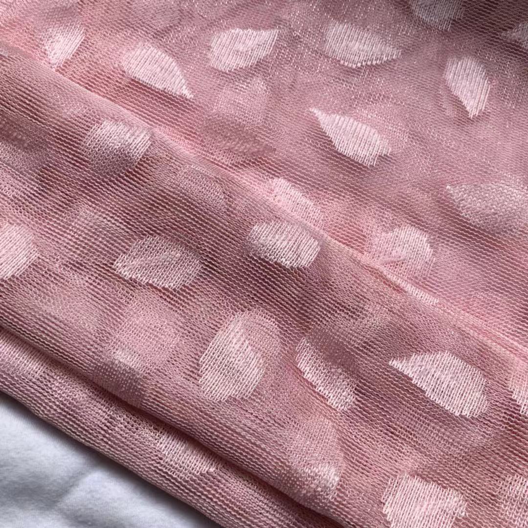 Encaje de poliéster no elástico jacquard malla pequeña hoja de malla tela multicolor ropa para niños falda de gasa Hanfu tela recta