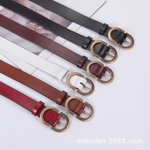 Women's cowhide belt Korean style fashion simple decorative trouser belt ins Hong Kong style four seasons style manufacturer wholesale