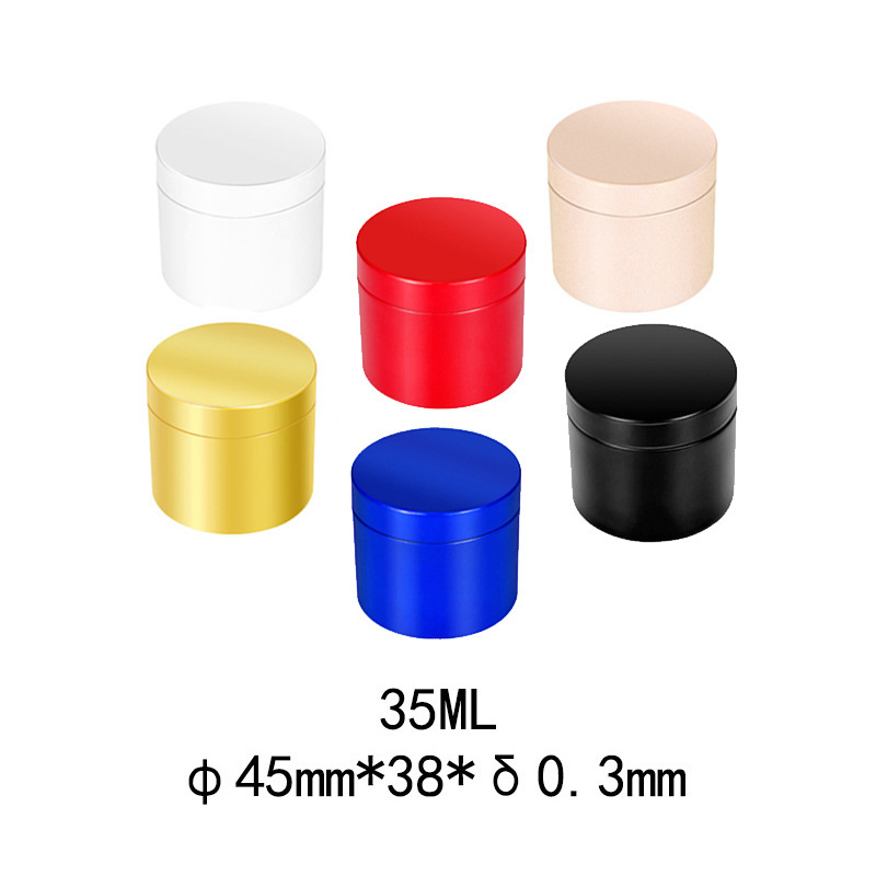 35ml圆形铝盒 45*38mm铝罐 茶叶铝罐膏体蜡烛装饰品天地盖金属盒