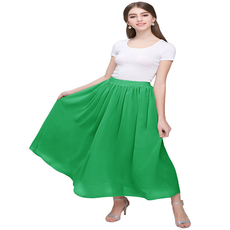 New Export Large Size Lady Skirt Versatile Fairy Skirt Beach Casual Large Swing Pure Color Chiffon Half-Length Skirt