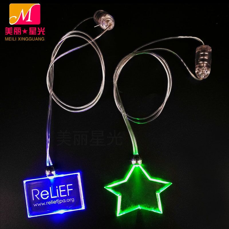 Fábrica al por mayor collar luminoso led colgante luminoso transparente colgante led collar luminoso logo imprimible