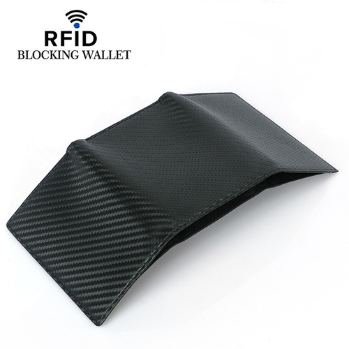 Amazon cross-border e-commerce carbon fiber large capacity RFID men's wallet 30% off multi-card slot cowhide wallet for men
