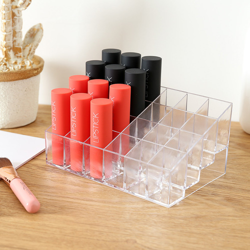 Transparent multi-grid lipstick storage box 24-grid lipstick display rack organizer box women's desktop lipstick rack