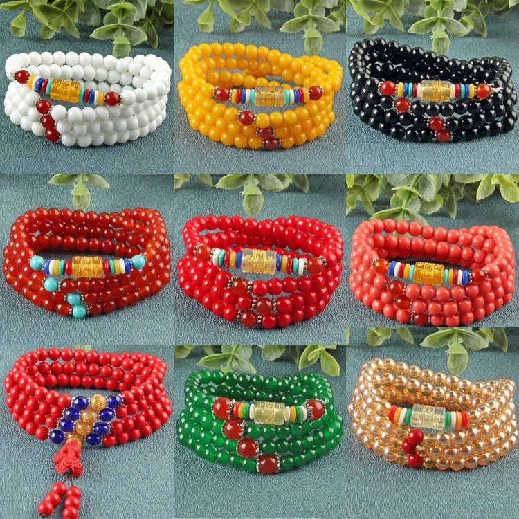 Imitation red coral 4 ring bracelet red agate women's bracelet 6m108 beads amber gold imitation white shell Imitation red coral 4 ring bracelet red agate women's bracelet 6m108 beads amber gold imitation white shell