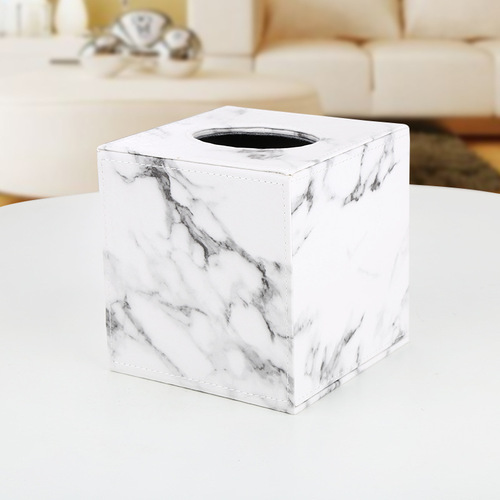 European-style stone pattern decorative business hotel tissue box, restaurant living room home use light luxury leather tissue box