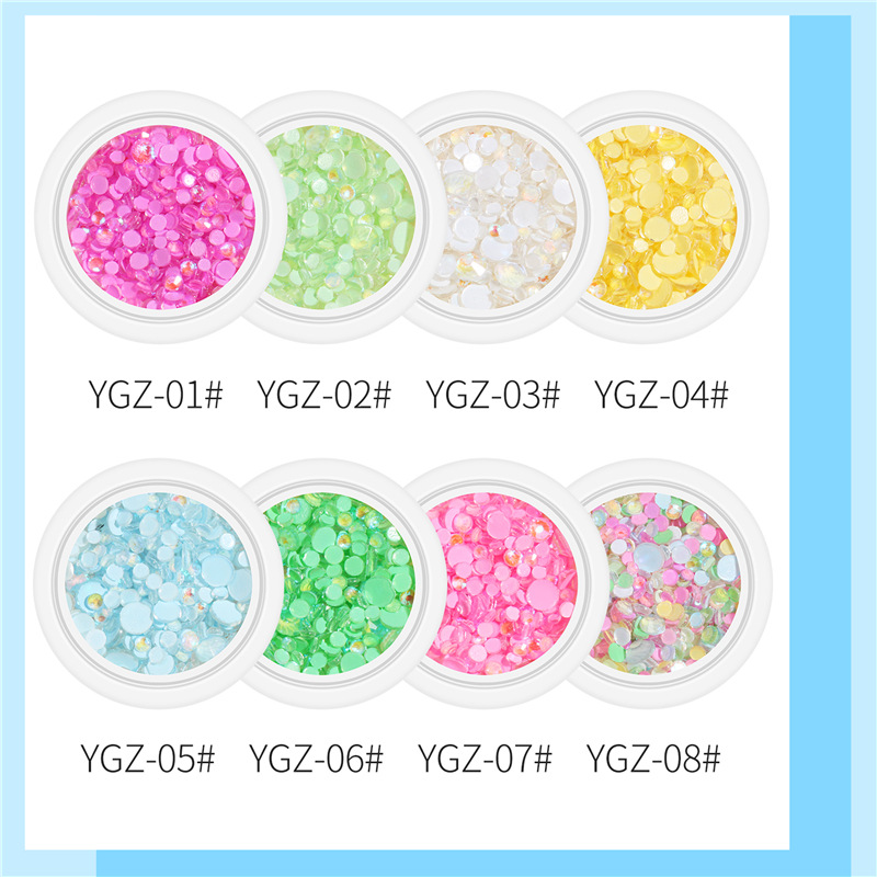 Popular online popular arte de uñas luminoso diamante fluorescente diamante Super Flash mezclado multi-Corte plana diamante joyería fábrica directa