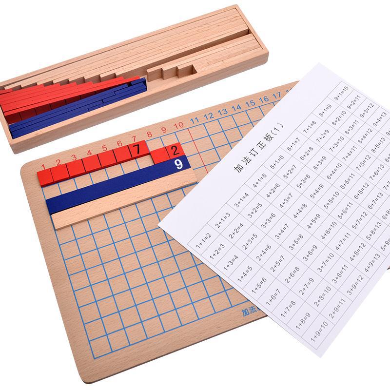 Educación de matemáticas para niños educación temprana de multiplicación y división de la placa de adición de la placa de adición y resta de Montessori ayuda de enseñanza