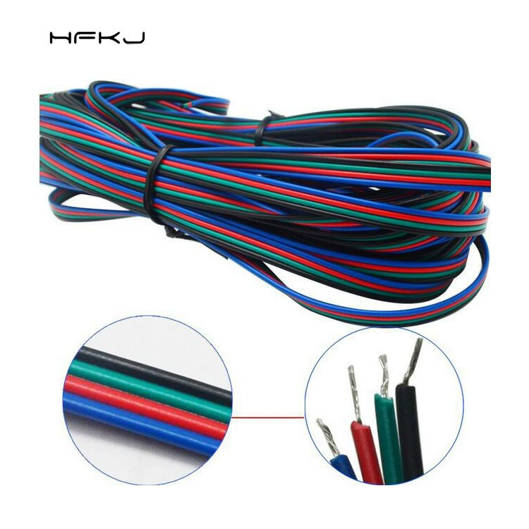 Светодиодный красочный Удлинительный кабель для световой полосы, четырехжильный Удлинительный кабель для световой полосы RGB, 4p, световая полоса, 4-контактный ЦВЕТНОЙ кабель, чистая медь