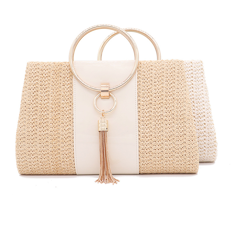 Elegante Abendtasche Aus Geflochtenem Stroh Für Damen_voghion.com
