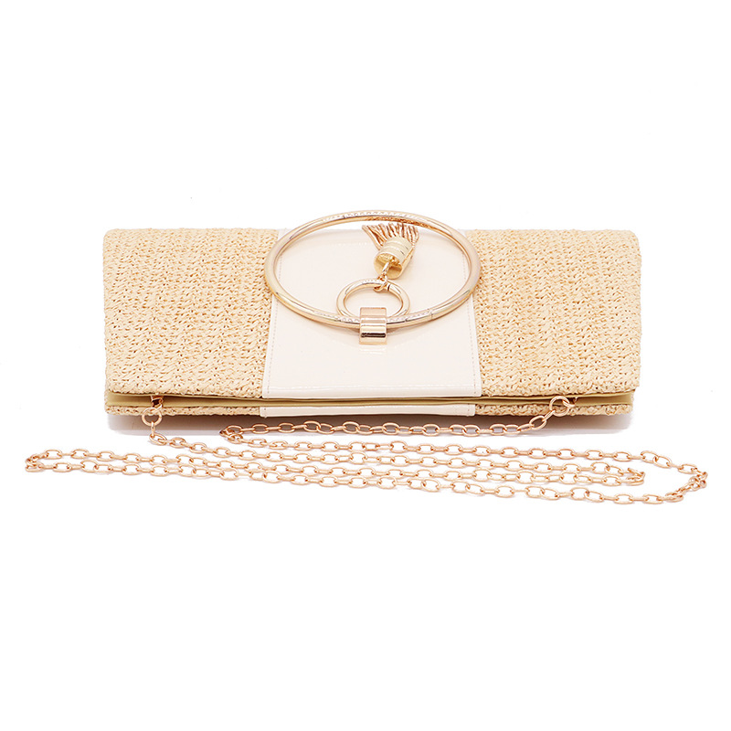 Elegante Abendtasche Aus Geflochtenem Stroh Für Damen_voghion.com