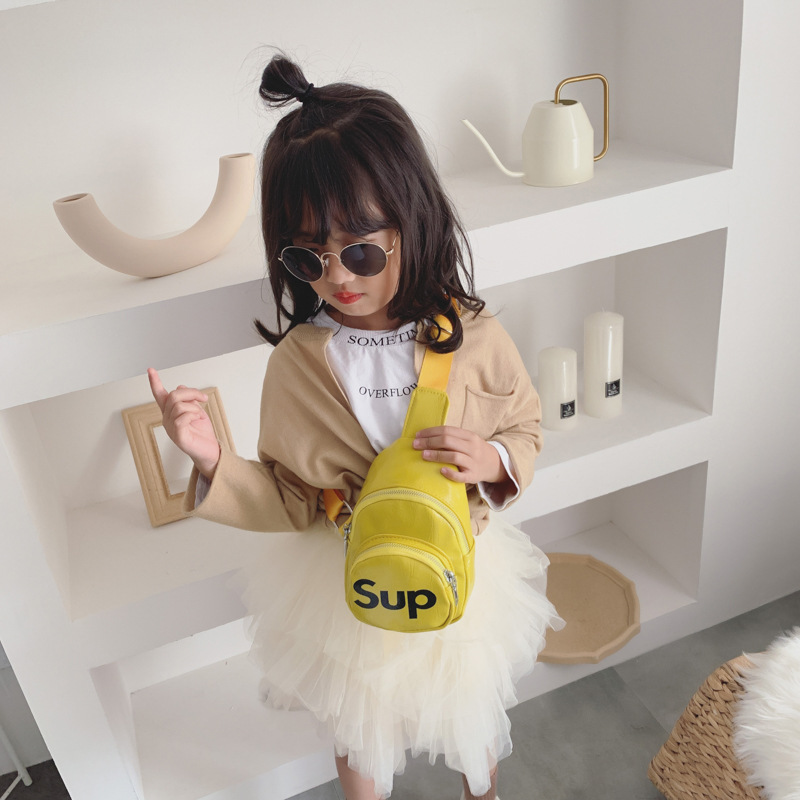 Bolsa de mensajero para niños de comercio exterior bolsa de pecho para niños moda estilo coreano bolsa de hombro al aire libre niñas carta bolsa de cintura mochila